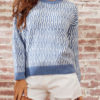 Floral Print Jewel Neck Long Sleeves Acrylic Pullovers Sweaters - Image 2