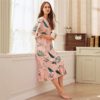 Floral Print Ruffle Lace Trim Sleeve Hem Night Dress