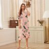 Floral Print Ruffle Lace Trim Sleeve Hem Night Dress - Image 3