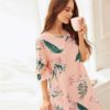 Floral Print Ruffle Lace Trim Sleeve Hem Night Dress - Image 5
