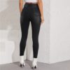 Frayed Edge Ripped Skinny Cropped Casual Mid Waist Denim Jeans - Image 2