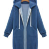 Full Zip Long Sleeves Cotton Longline Hooded Jacket - Image 10