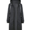 Full Zip Long Sleeves Cotton Longline Hooded Jacket - Image 8