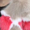 Geometric Jewel Neck Fur Leather Coat - Image 4