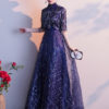 Half Sleeve Lace High Collar Formal Gowns - Image 6