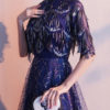 Half Sleeve Lace High Collar Formal Gowns - Image 10