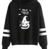 Halloween Pullover Long Sleeves Pumpkin Print Cotton Hooded Sweatshirt - Image 5