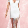 High Collar Lace Short Sleeves Cupless Semi Formal Party Dresses - Image 2