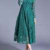 High Collar Long Sleeves Layered Lace Retro Dresses - Image 2