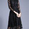 High Collar Long Sleeves Layered Lace Retro Dresses - Image 4
