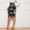 High Waist Office Ladies Plants And Floral Print Elegant Pencil Skirt - Image 2