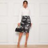 High Waist Office Ladies Plants And Floral Print Elegant Pencil Skirt - Image 5