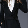 Hooded Long Sleeves Lace Up Oversized Casual Woolen Coat - Image 3