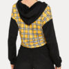 Hoodie Long Sleeves Plaid Buttons Hooded Sweatshirt - Image 2