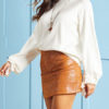 Jewel Neck Long Sleeves Acrylic Pullover Sweater - Image 2