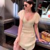 Sexy V-neck Short sleeve transparent office lady Knitted Dress - Image 2