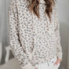Leopard Print Hoodie Long Sleeves Pockets Hooded Sweatshirt
