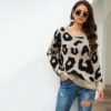 Leopard Print Streetwear Round Neck Long Sleeve Casual Sweater