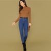 Long Sleeve Stand Collar Solid Skinny Elegant Bodysuits - Image 5