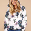 Long Sleeves Floral Print Hooded Outerwear Sweatshirt - Image 4