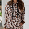 Long Sleeves Leopard Print Cotton Blend Hooded Sweatshirt - Image 6