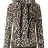Long Sleeves Leopard Print Cotton Blend Hooded Sweatshirt - Image 2