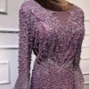 Long Sleeves Pearls Crystal Lace Evening Gowns - Image 8