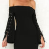 Long Sleeves Split Front Sexy Off The Shoulder Layered Bodycon Dresses - Image 2