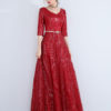V Neck Half Sleeve Backless Long Dress - Image 2