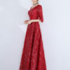 V Neck Half Sleeve Backless Long Dress - Image 4
