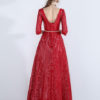 V Neck Half Sleeve Backless Long Dress - Image 3