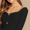 Office Lady Button Front Deep V Neck Workwear Tshirt - Image 10