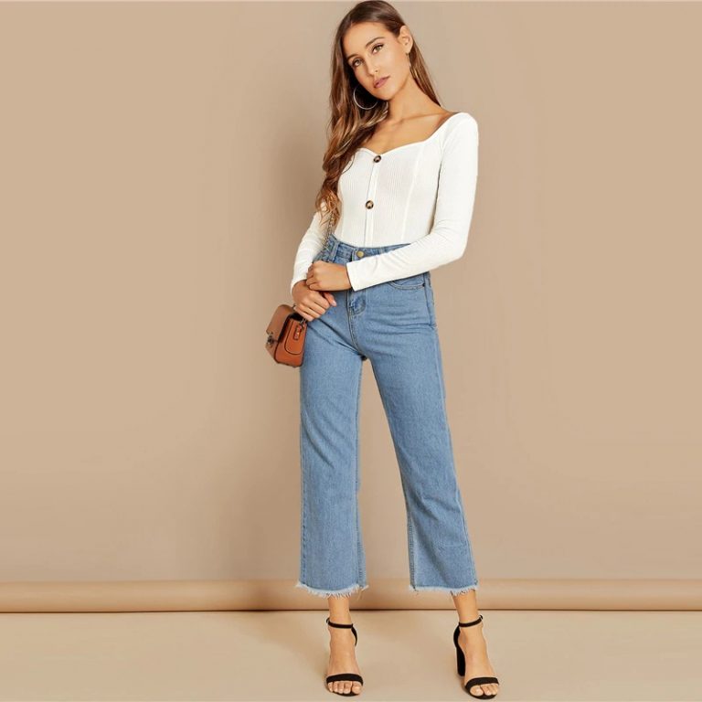 Office Lady Button Front Deep V Neck Workwear Tshirt - Image 4