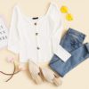 Office Lady Button Front Deep V Neck Workwear Tshirt - Image 6