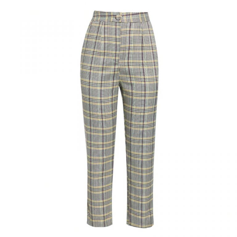 Office ladies plaid Casual street wear pants