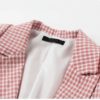 Office ladies plaid Long sleeve pockets single button blazer - Image 9