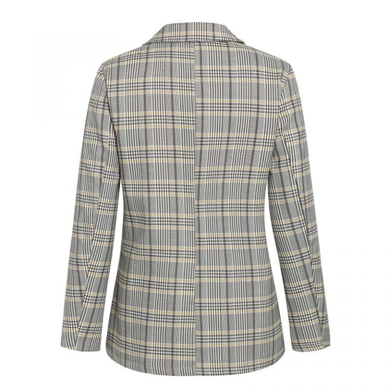 Office ladies plaid double breasted Casual streetwear blazer - Image 2