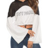 Outerwear Long Sleeves Letters Print Cut Out Cotton Hooded Sweatshirt