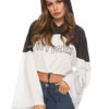 Outerwear Long Sleeves Letters Print Cut Out Cotton Hooded Sweatshirt - Image 2