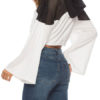Outerwear Long Sleeves Letters Print Cut Out Cotton Hooded Sweatshirt - Image 4