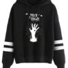 Outerwear Long Sleeves Letters Print Knotted Cotton Hooded Sweatshirt