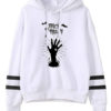Outerwear Long Sleeves Letters Print Knotted Cotton Hooded Sweatshirt - Image 4