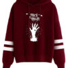 Outerwear Long Sleeves Letters Print Knotted Cotton Hooded Sweatshirt - Image 5
