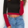 Outerwear Long Sleeves Two Tone Cotton Sweatshirt - Image 2