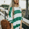 Oversized Striped Sweatshirt Long Sleeve Round Neck Pullover Top