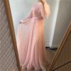 Pearls Tulle Long Sleeves Sexy Prom Gowns - Image 13