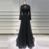 Pearls Tulle Long Sleeves Sexy Prom Gowns - Image 6