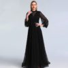 Pearls Tulle Long Sleeves Sexy Prom Gowns - Image 2