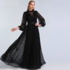 Pearls Tulle Long Sleeves Sexy Prom Gowns - Image 3