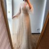 Pearls Tulle Long Sleeves Sexy Prom Gowns - Image 10